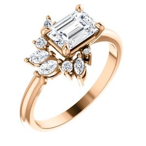 Art Deco Inspired 1ct Lab Grown Emerald Diamond Ri